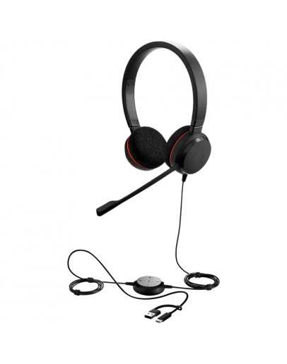 JABRA Evolve 20, Stereo UC, USB C/A adapter