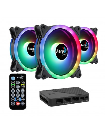 AeroCool комплект вентилатори Fan Pack 3-in-1 3x120mm - DUO 12 Pro - Addressable RGB with Hub, Remote - ACF3-DU10227.11