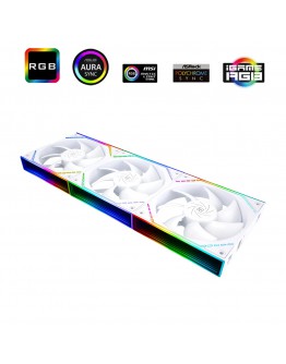 Thermalright Комплект вентилатори Fan Pack 3-in-1 3x120mm - TL-M12QW x 3 - White, Infinity Mirror, Daisy-Chain, A-RGB