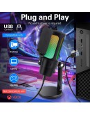 VCom Геймърски микрофон Gaming USB Microphone - VCOM-M902 Black - USB, RGB