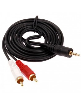 Аудио кабел DeTech 3.5 - 2RCA, 1.5м. high quality - 18116