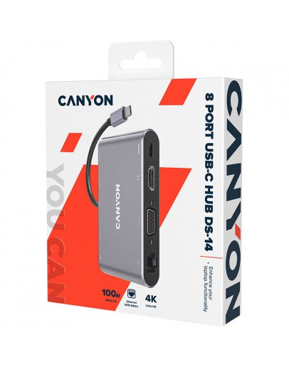 CANYON hub DS-14 8in1 4k USB-C Dark Grey