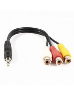 Аудио кабел DeTech 3.5 - 3RCA F,  25см  - 18216