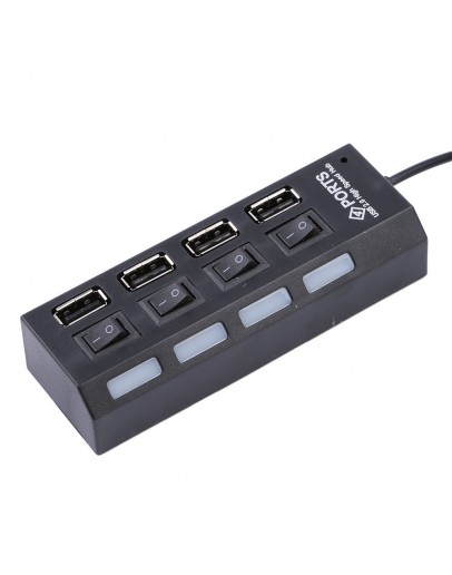 USB хъб No Brand, USB 2.0, 4 Порта, Черен - 12053