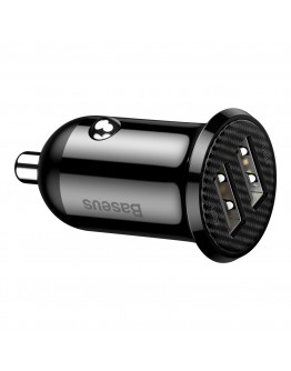 Зарядно устройство за кола Baseus Grain Pro, 4.8A, 2 x USB, Черен - 40509