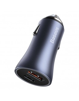 Зарядно устройство за кола Baseus Golden Contactor Pro, 40W, USB, Type-C, С Type-C кабел, Сив - 40508