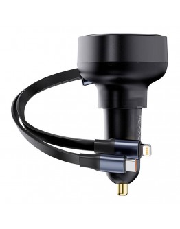 Зарядно устройство за кола Baseus Enjoyment Pro, 60W, С Type-C и Lightning кабел, Черен - 40498