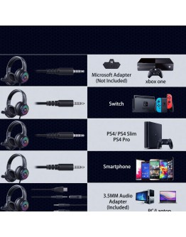 Слушалки Onikuma X7 Pro, За компютър, Микрофон, Подсветка, 3.5mm, USB, Черен - 20774