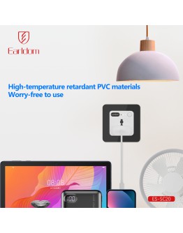 Универсален преходник - зарядно Earldom ES-SC20, Таймер, UK/US kъм EU шуко, 250V, Бял - 40522