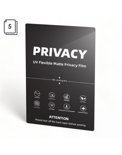 Защитно фолио за изрязване No brand, Хидрогел, 5бр, UV PET, Anti-Spy, Мат, 240um, 120x180mm - 52739