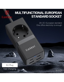 Удължител Earldom ES-SC21, 1 гнездо, CEE 7/3, 2 х USB F, 2 x USB-C, 1м., Черен - 40521