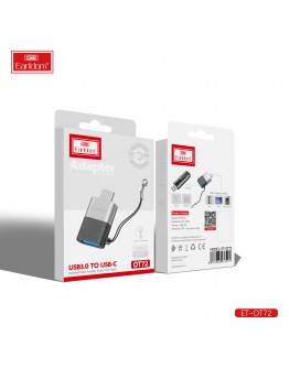 Преходник Earldom ET-OT72, USB (F) към Type-C, OTG, Черен - 40366