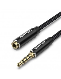 Vention Аудио Кабел Cotton Braided TRRS 3.5mm Male to 3.5mm F - 1m - Gold plated, Aluminum alloy - BHCBF