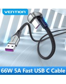 Vention Кабел USB 3.1 Type-C / USB 2.0 AM - 0.5M Black U-Shaped, Aluminum Alloy 5A - COHHD