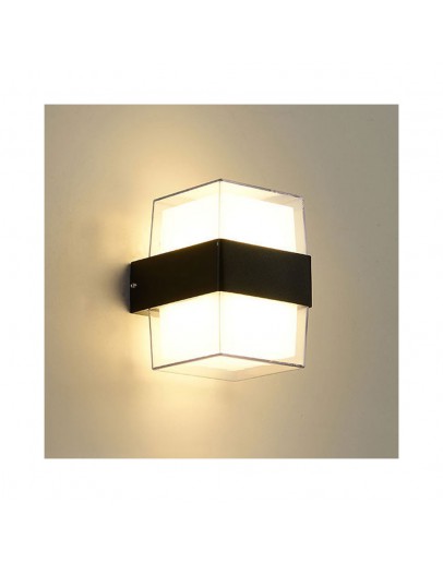 Фасадна лампа аплик DeTech , 2*5W, 4000K, IP44, Черен - 77036