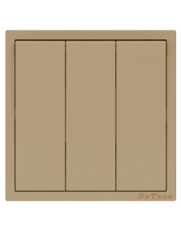 Троен електрически ключ DeTech DE-9227-03, С рамка, схема 1, 10А, 250V, За вграждане, IP20, Златист - 75122