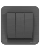 Троен електрически ключ DeTech DE-9223-03, С рамка, схема 1, 10А, 250V, За вграждане, IP20, Сив - 75060