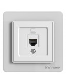 Единична розетка за компютър DeTech DE-6008-61, RJ45, Cat5E, За вграждане, IP20, Бял - 75006