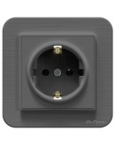 Единичен електрически контакт DeTech DE-9223-42, Схема 1, 10A, 250V, IP20, Сив - 75063