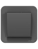 Единичен електрически ключ DeTech DE-9223-01, С рамка, схема 1, 10A, 250V, IP20, Сив - 75058