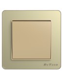 Единичен електрически ключ DeTech DE-6008-01, Схема 1, 10A, 250V, За вграждане, IP20, Златист - 75010