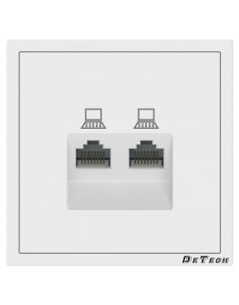 Двойна розетка за компютър DeTech DE-9227-62, RJ45, Cat5E, За вграждане, IP20, Бял - 75113
