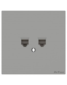 Двойна розетка за компютър DeTech DE-9225-61, RJ45, Cat5E, За вграждане, IP20, Сив - 75103