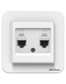 Двойна розетка за компютър DeTech DE-9223-62, RJ45, Cat5E, За вграждане, IP20, Бял - 75036