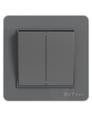 Двоен електрически ключ DeTech DE-6008-02, Схема 5, 10А, 250V, За вграждане, IP20, Сив - 75020