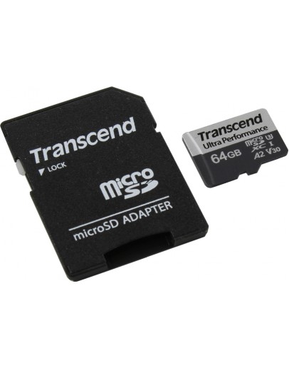 Transcend 64GB micro SD with adapter UHS-I U3 A2 U