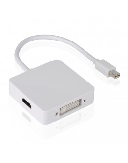 Преходник DeTech Mini DP то DVI, HDMI, VGA 10см, Бял - 18157