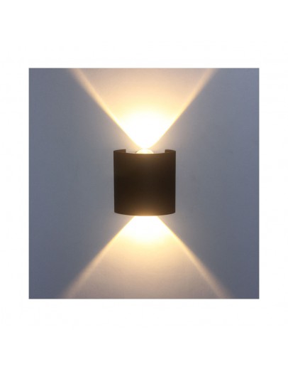 Фасадна лампа аплик DeTech , 2*1W, 4000K, IP44, Черен - 77030