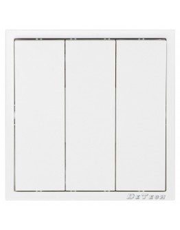 Троен електрически ключ DeTech DE-9227-03, С рамка, Мат, Схема 1, 10А, 250V, За вграждане, IP20, Бял - 75107