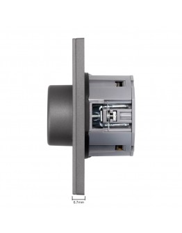 Електрически ключ димер DeTech DE-9225-71, 200W, Slim, Мат, За вграждане, IP20, Сив - 75101