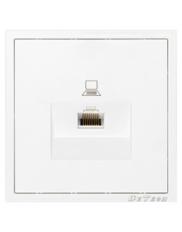 Единична розетка за компютър DeTech DE-9227-61, RJ45, Cat5E, Мат, За вграждане, IP20, Бял - 75112