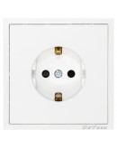 Единичен електрически контакт DeTech DE-9227-42, С рамка, Мат, Шуко, 16А, 250V, За вграждане, IP20, Бял - 75109