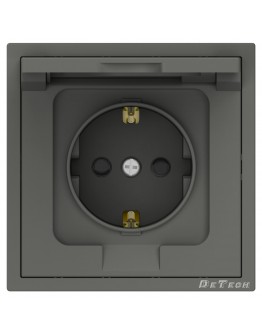 Единичен влагозащитен контакт DeTech DE-9227-45, Шуко, Мат, 16А, 250V, За вграждане, IP40, Сив - 75139