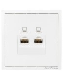 Двойна розетка за компютър DeTech DE-9227-62, RJ45, Cat5E, Мат, За вграждане, IP20, Бял - 75113