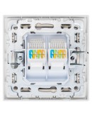 Двойна розетка за компютър DeTech DE-9227-62, RJ45, Cat5E, Мат, За вграждане, IP20, Бял - 75113