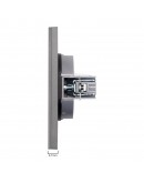 Двойна розетка за компютър DeTech DE-9225-61, RJ45, Cat5E, Slim, Мат, За вграждане, IP20, Сив - 75103