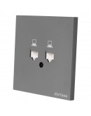 Двойна розетка за компютър DeTech DE-9225-61, RJ45, Cat5E, Slim, Мат, За вграждане, IP20, Сив - 75103