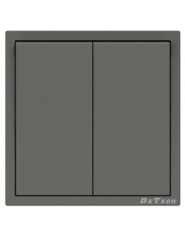 Двоен електрически ключ DeTech DE-9227-02, С рамка, Мат, Схема 5, 10А, 250V, За вграждане, IP20, Сив - 75135