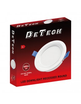 LED панел DeTech, 6W, 6500K, 480lm, Кръг - 77007