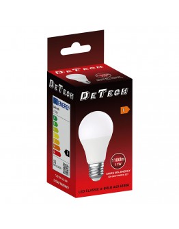 LED крушка DeTech, A60, E27, 11W, 6500K, 1050lm - 77004