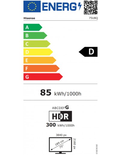 Hisense 75 U8Q, 4K Ultra HD 3840x2160, Mini Led Pr