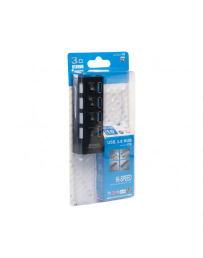 USB хъб No Brand, USB 3.0, 4 Порта, Черен - 12062