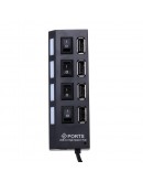 USB хъб No Brand, USB 2.0, 7 Порта, Черен - 12054