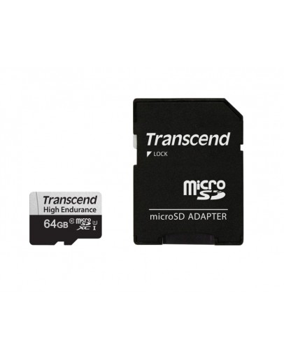 Transcend 64GB micro SD w/ adapter U1, High Endura