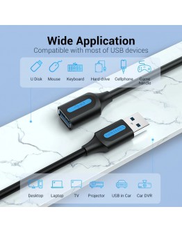 Vention Кабел USB 3.0  Extension AM / AF - 0.5M Black - CBHBD