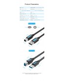 Vention Кабел USB 3.0 AM / BM - 0.5M Black - COOBD
